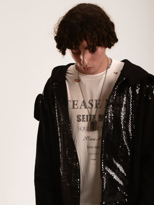 HEAVEN SEQUIN-PRINTED ZIP