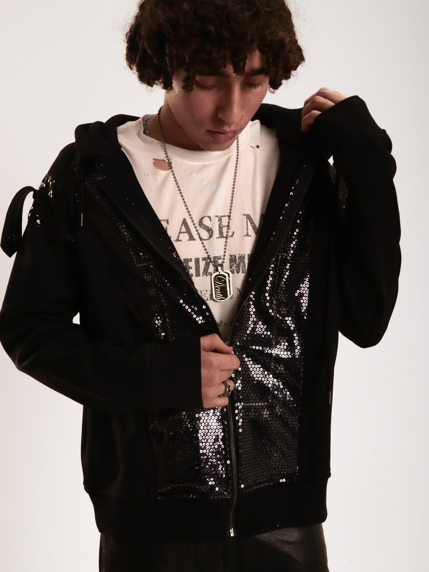 HEAVEN SEQUIN-PRINTED ZIP