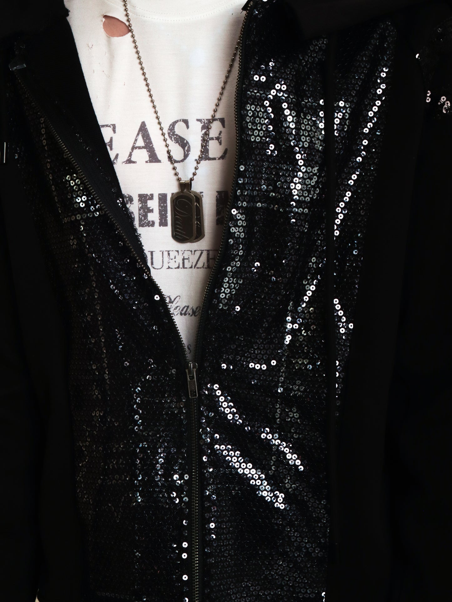 HEAVEN SEQUIN-PRINTED ZIP